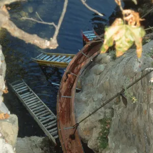 construction of the redwood flume, Mission Dam