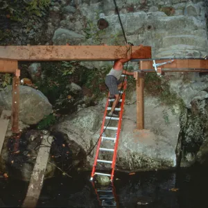 construction of the redwood flume, Mission Dam