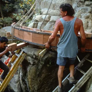 construction of the redwood flume, Mission Dam