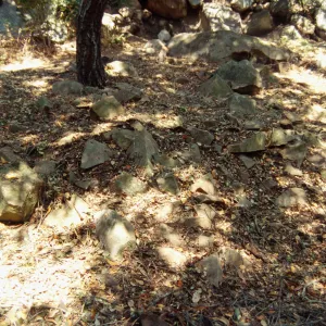 scattered rocks at site of old Mission Aqueduct