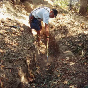working on the old Mission Aqueduct, 1995
