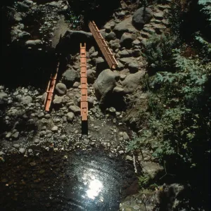 construction of the redwood flume, Mission Dam