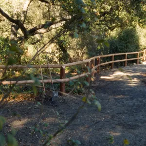 new wood fence at the canyon rim