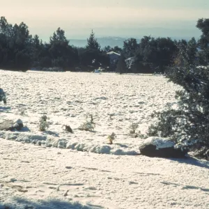 Meadow, snow-covered, looking south from top of Meadow to the Blaksley Library