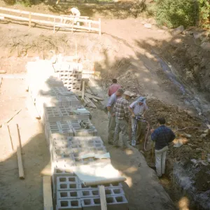 North Wing Construction, cinder blocks