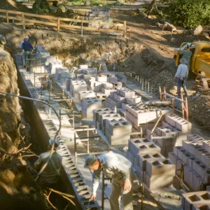 North Wing Construction, cinder blocks