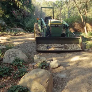 tractor, gravel path in lower Arroyo