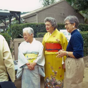 Women at Tea house event in courtyard