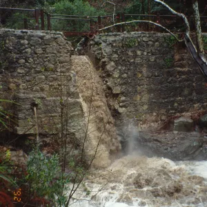 Mission Creek flooding through Mission Dam