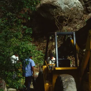 boulder removal by the Mission Dam