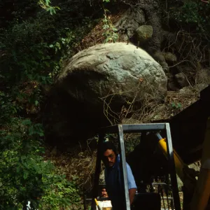 boulder removal by the Mission Dam