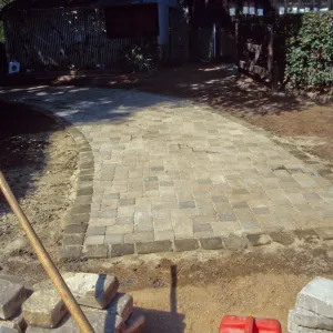 New pavered courtyard