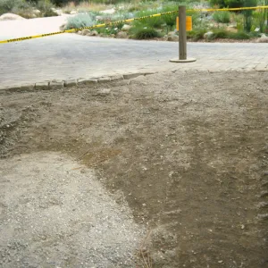 Pavering the path outside the Arroyo Room