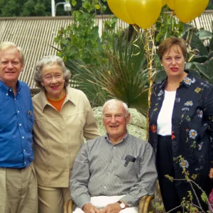 John Pritzlaff family, dedication event, new stone bench in Desert Section, Pritzlaff Bench, 2000