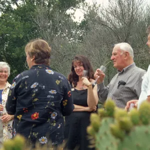 Dedication event, new stone bench in Desert Section, Pritzlaff Bench, 2000