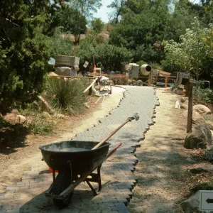 construction of new cobble stone path, Garden Entrance