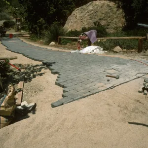 construction of new cobble stone path, Garden Entrance