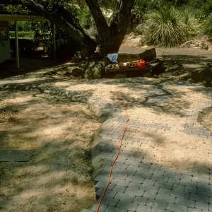 construction of new cobble stone path, Garden Entrance