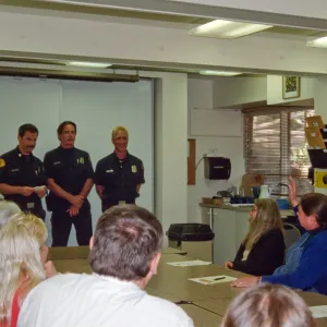 Fire drill, lecture by local firefighters