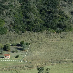 Chapel east of Stanton Ranch, Santa Cruz Island, from above