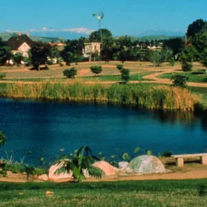 This slide depicts the view across Tropica Lake to the Dr. George C, Clark Heritage Cottage on a sunny winter's day.