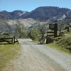 'Entering Los Padres National Forest' sign and gate, Figueroa Mountain