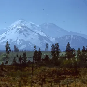 Mt Shasta from 14 miles north of Weed, double exposure