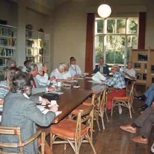 Annual SBBG Meeting of the Board of Directors, 1982 (Bill Stewart, Chairman of the Board at far end of table)