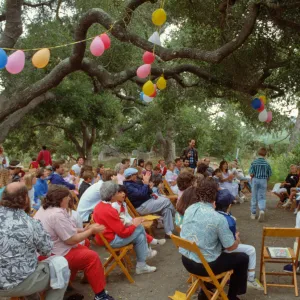 gathering under the Meadow Oaks, Family Day, 1989