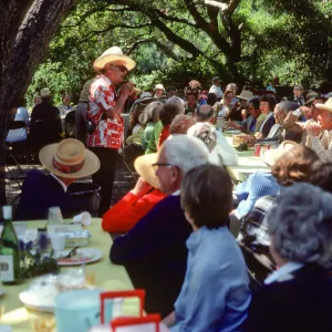 SBBG Members BBQ, 1983, under the oaks