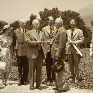 duplicate of PR_01286, Board of Trustees in front of meadow, circa 1940s (see SBBG_ PR_1287)