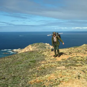 Ranger Ian Williams on Devils Knoll, San Miguel Island