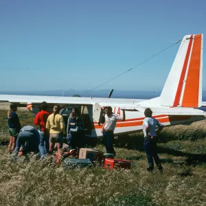 Hammond Field, unloading plane, San Miguel Island