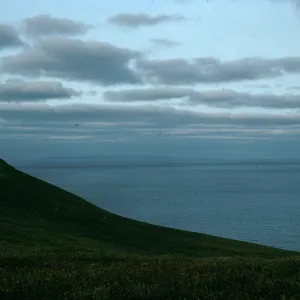 view of San Nicolas Island from saddle between peaks, Santa Barbara Island