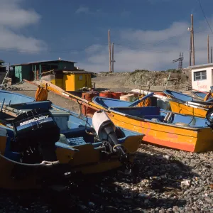 West San Benito Island, fishing pangas, village
