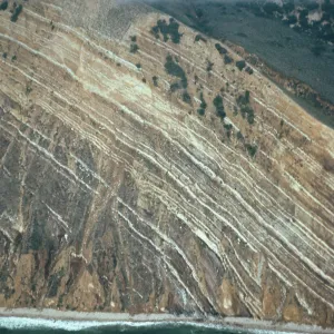 Southeast end of island, offshore bluffs, geologic strata