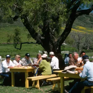 Santa Cruz Island, picnic at Stanton Ranch, 100th anniversary of chapel
