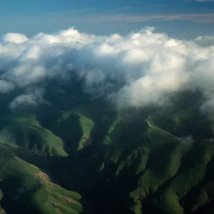 Santa Rosa Island, clouds over Santa Rosa Island peaks, North side