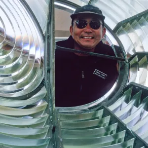 West San Benito Island, Larry Fukuhara, lighthouse, Fresnel lens