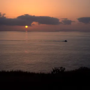 Sunrise and Boat, Santa Barbara Island