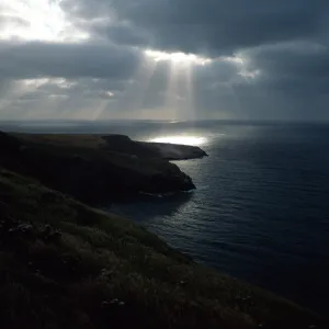 Santa Barbara Island, sun over Webster Point