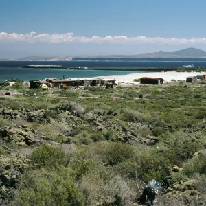 San Martin Island, view of fishing village, Hassler Cove & mainland