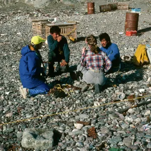 West San Benito Island, Joanna & Debbie Bronson w/fisherman at village