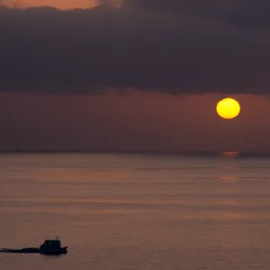 Santa Barbara Island, sunrise & boat