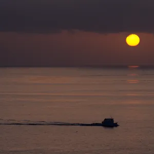 Santa Barbara Island, sunrise & boat