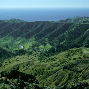 ranch from slopes, near Peak 1848 East, Santa Cruz Island