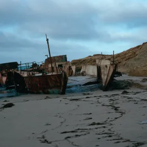 Shipwreck, YFU-5, North range marker poles, San Nicolas Island
