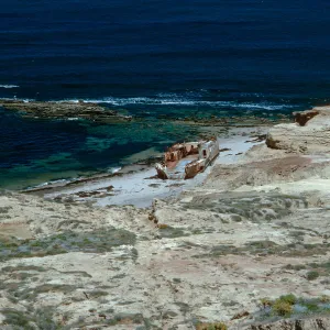 shipwreck, West of North range marker poles, San Nicolas Island