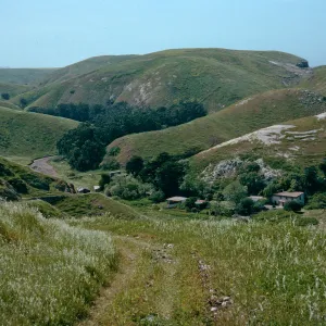 Scorpion Ranch, from road on East side of canyon, Santa Cruz Island