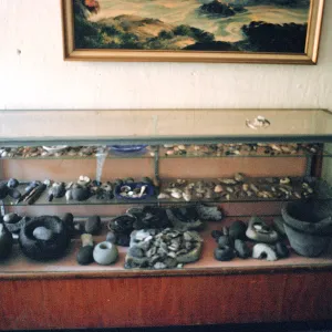 dining room display, Chumash artifacts, Scorpion Ranch, Santa Cruz Island
